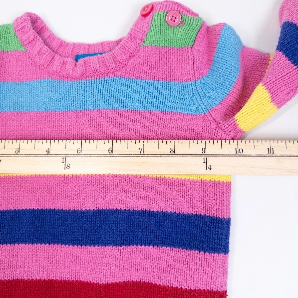 Vintage The Children's Place Sweater Y2K Pink Rainbow Stripe Knit Baby 12 Months